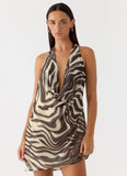 Varindra Cowl Mini Dress Zebra
