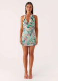 Laid Back Cowl Mini Dress Santorini Floral