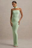 Nobu Light Green Bandeau Maxi Dress With Halter Collar