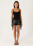 Isiah Low Rise PU Shorts Black
