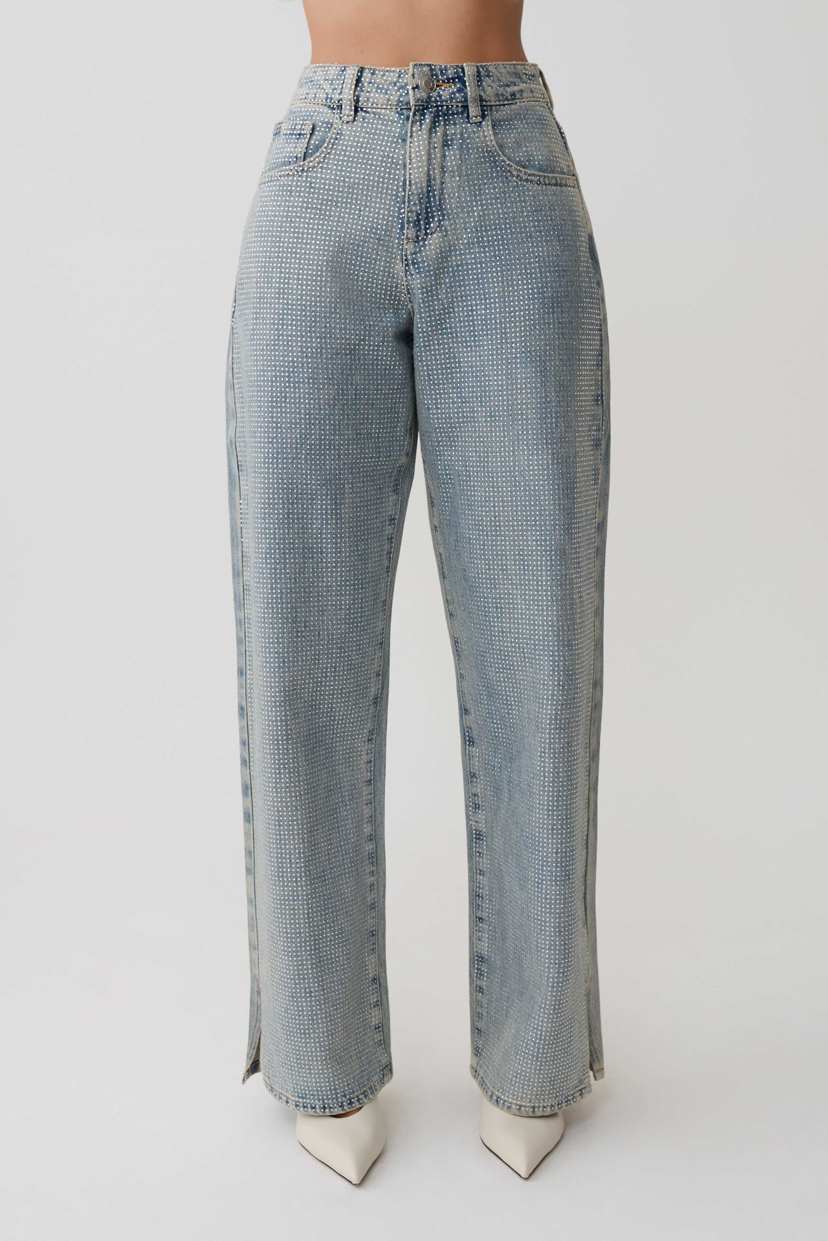 Tyla Diamante Denim Jeans Blue Green