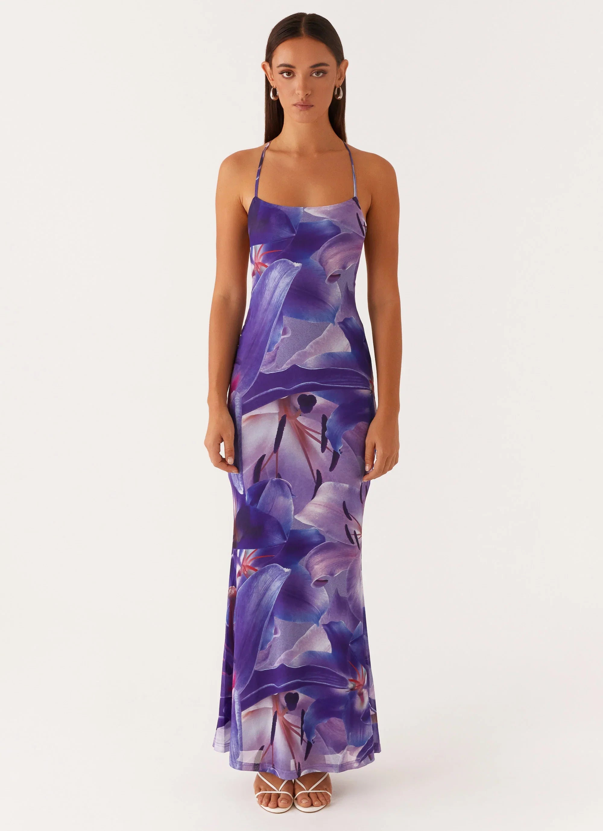 Livia Maxi Dress Purple White Lilly