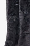 Uptown Black Croc Fitted Over Knee Pointed Heeled Boots