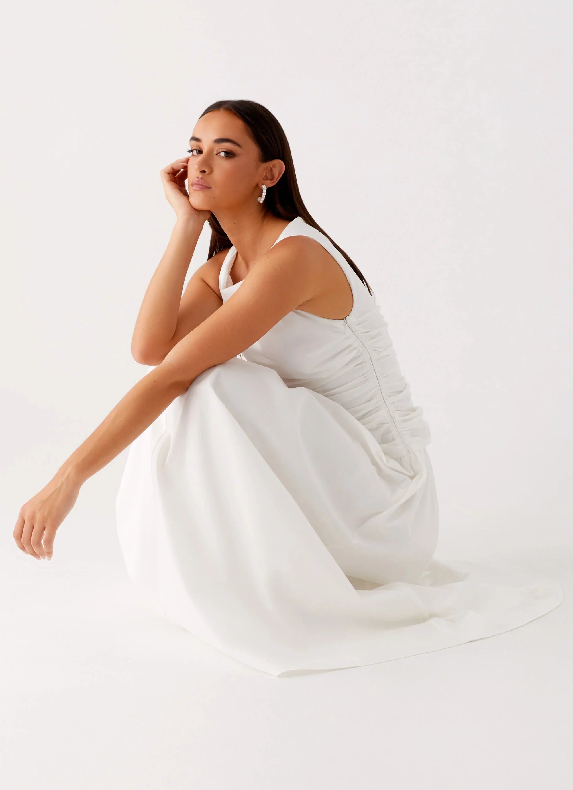 Carmel High Neck Maxi Dress White