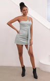 Glitter One Shoulder Dress in Light Blue