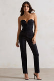 Camden Black Corset Style Tailored Straight Leg Jumpsuit
