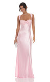 Satin Lace Bust Dress in Pink