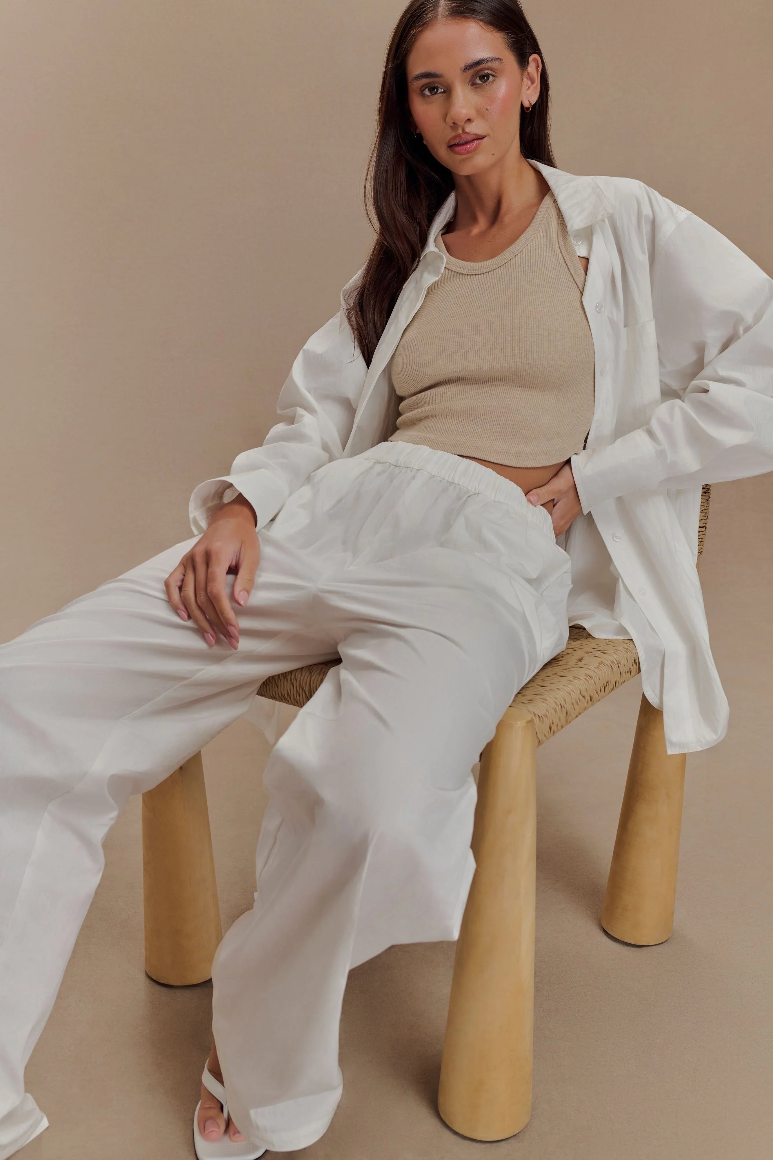Campbell Cotton Wide Leg Pants White