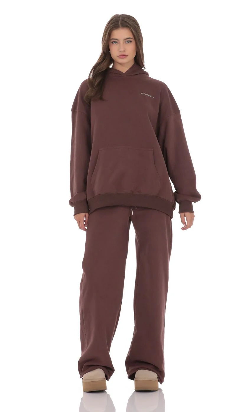 Fleece Lucy Hoodie in Brown