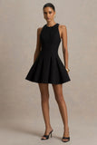 Leilani Black Round Neck Mini Skater Dress