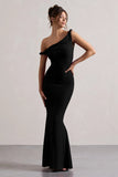 Lita Black Twisted Asymmetric Maxi Dress