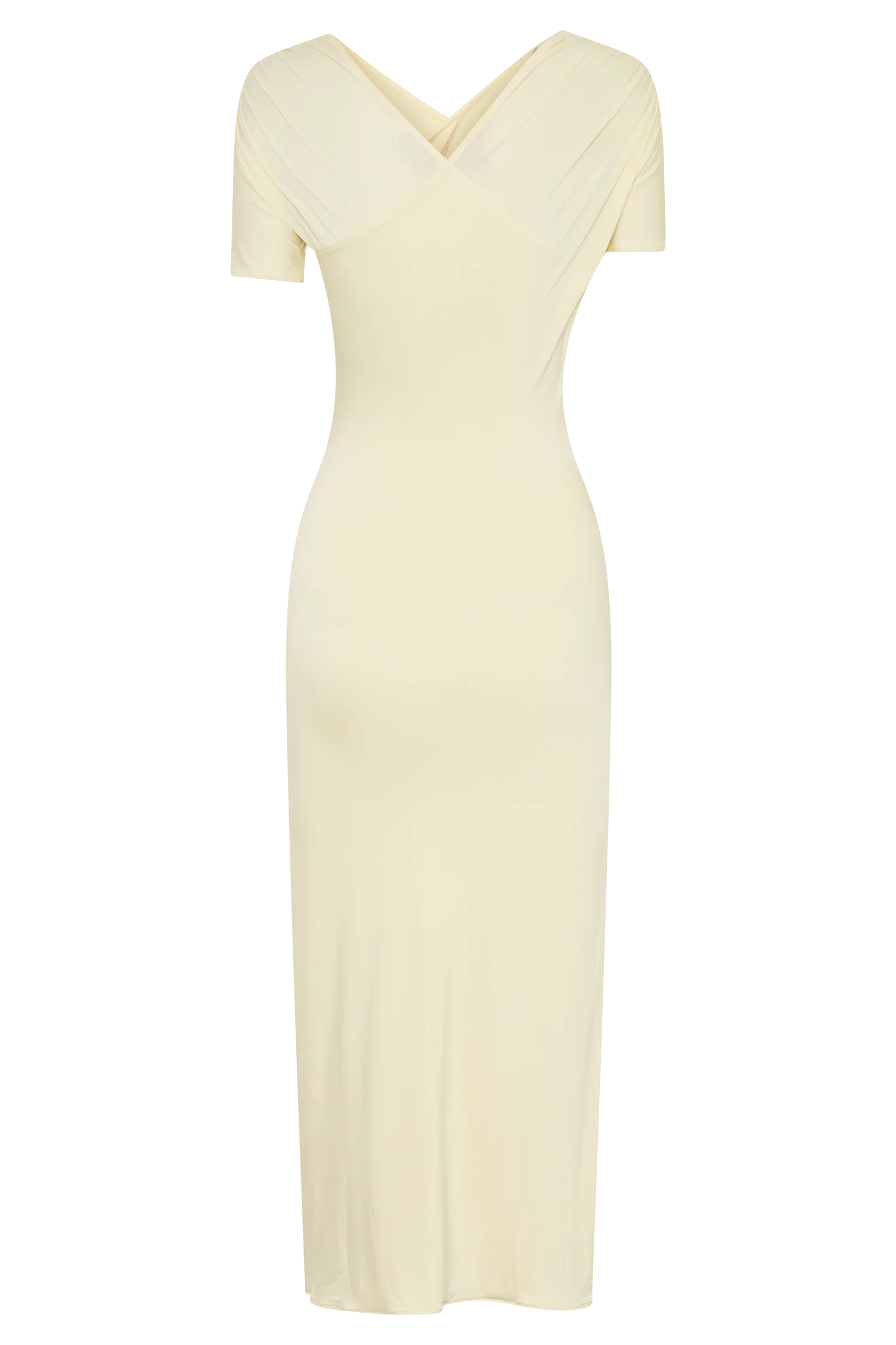 Junie Cross Over Neck Slinky Maxi Dress Lemon