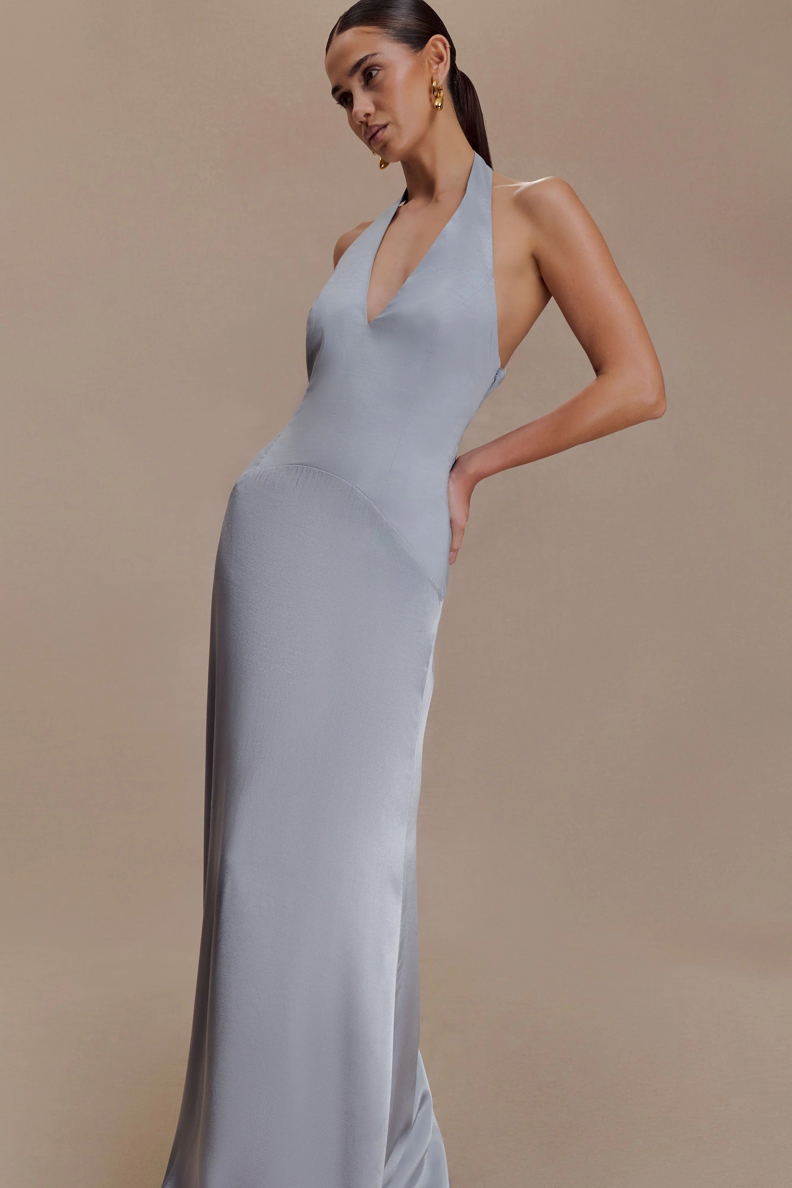 Maura Taffeta And Satin Maxi Dress Cornflower Blue
