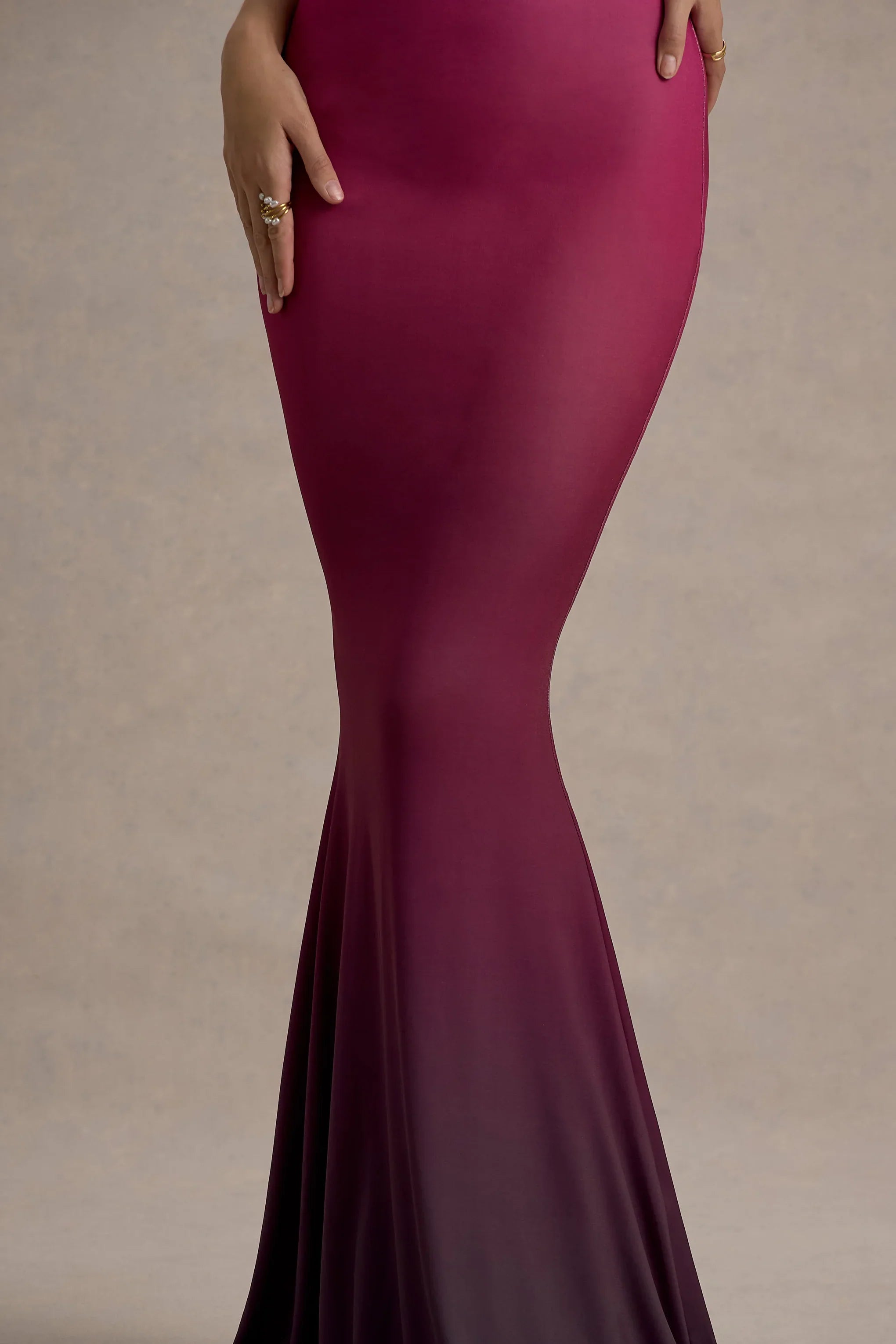 Exotic Berry Ombre Twisted Asymmetric Maxi Dress