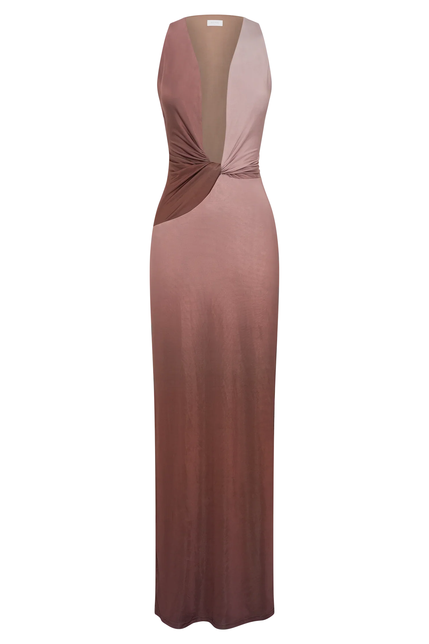 Stella Draped Slinky Maxi Dress Mocha Ombre
