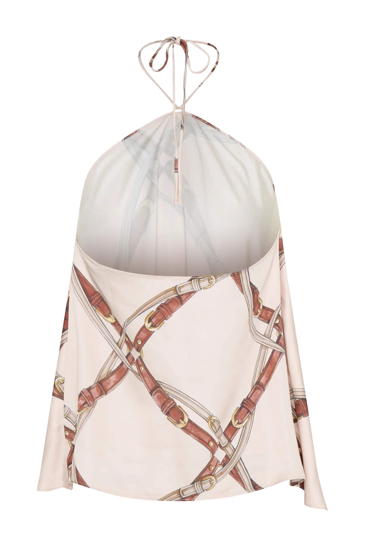 Adelaide Draped Satin Halter Top Chain Print