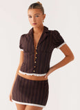 Janette Low Rise Micro Mini Skort Toffee Stripe