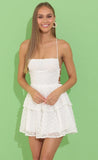 Chiffon Lace Up Dress in White