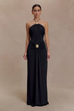 Quincy Halter Maxi Dress With Hardware Black