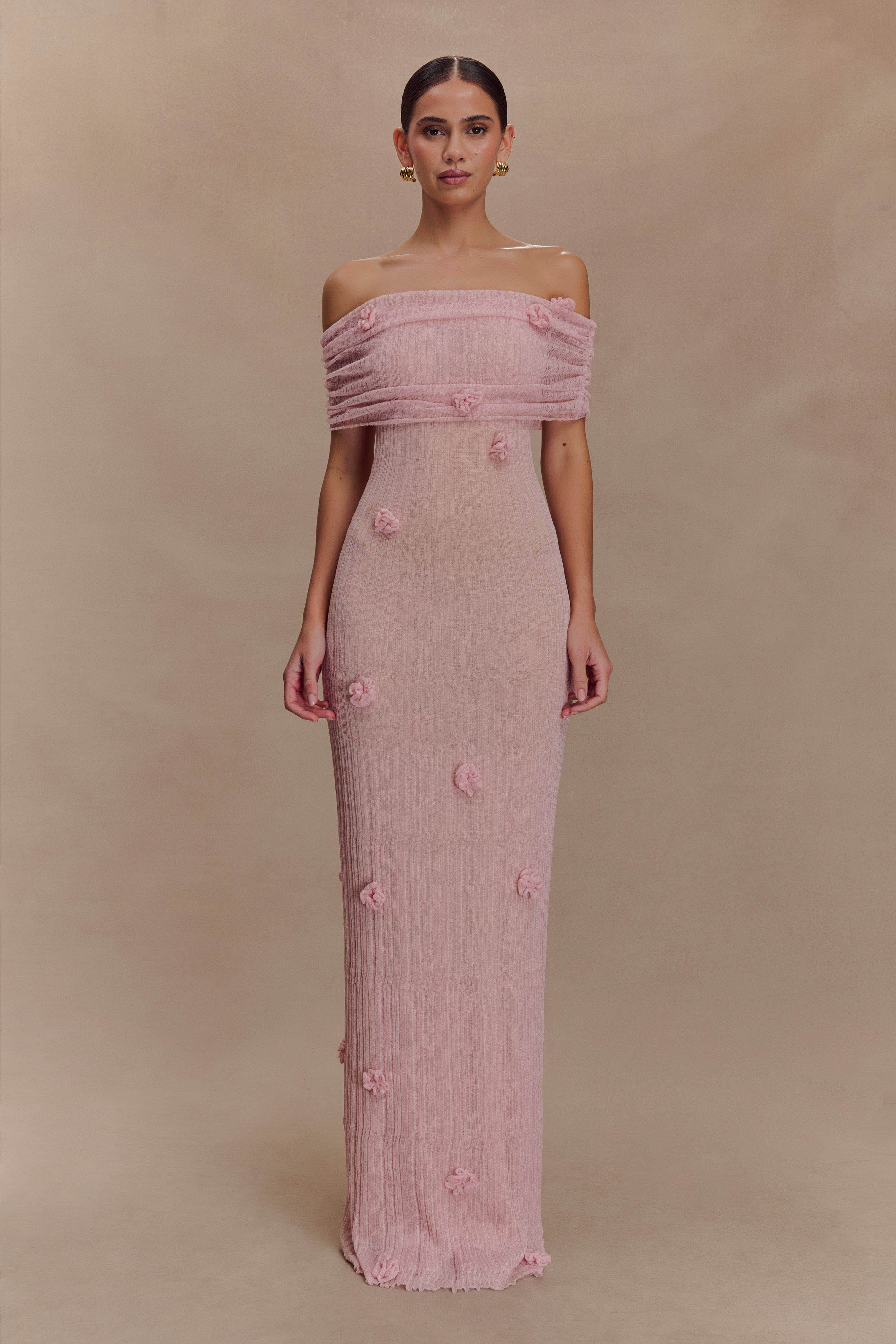 Brynn Orchid Knit Maxi Dress Pastel Pink