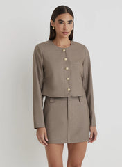 Beige Tailored Mini Skirt