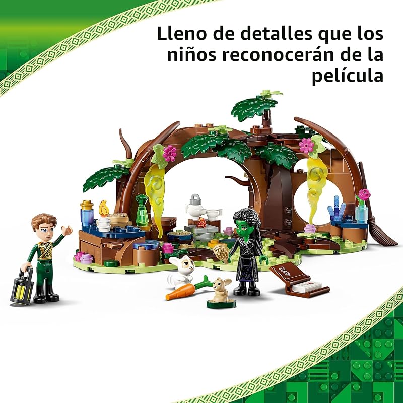 LEGO Refugio Malvado de Elphaba Juego de Construcción Figuras de Juguetes de Elphaba y Fiyero y Juego de Reparto con Amigos del Bosque Bloques de Construcción de Juego Simulado para Niños Edades