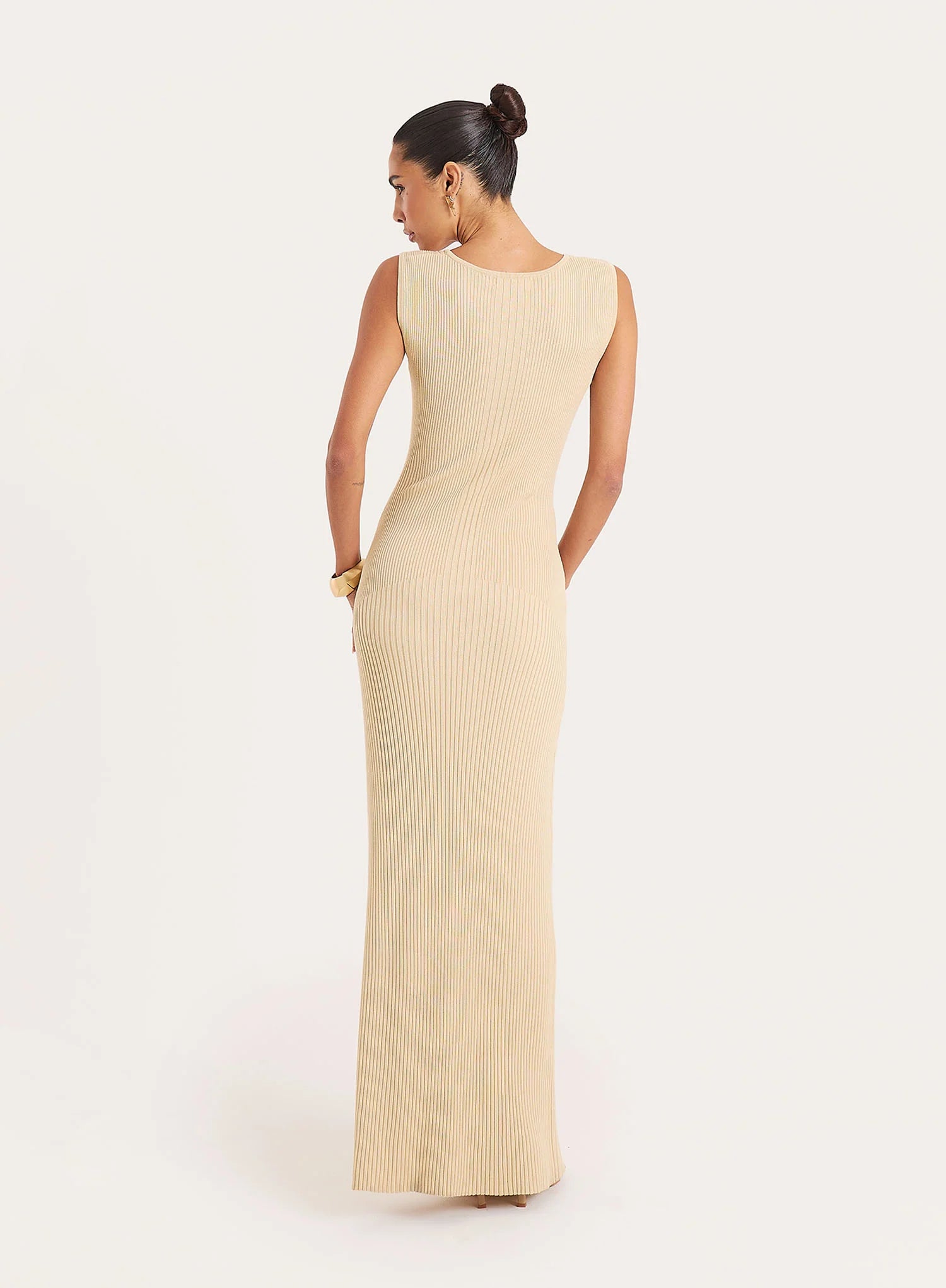 Lemon Knitted Sleeveless Maxi Dress