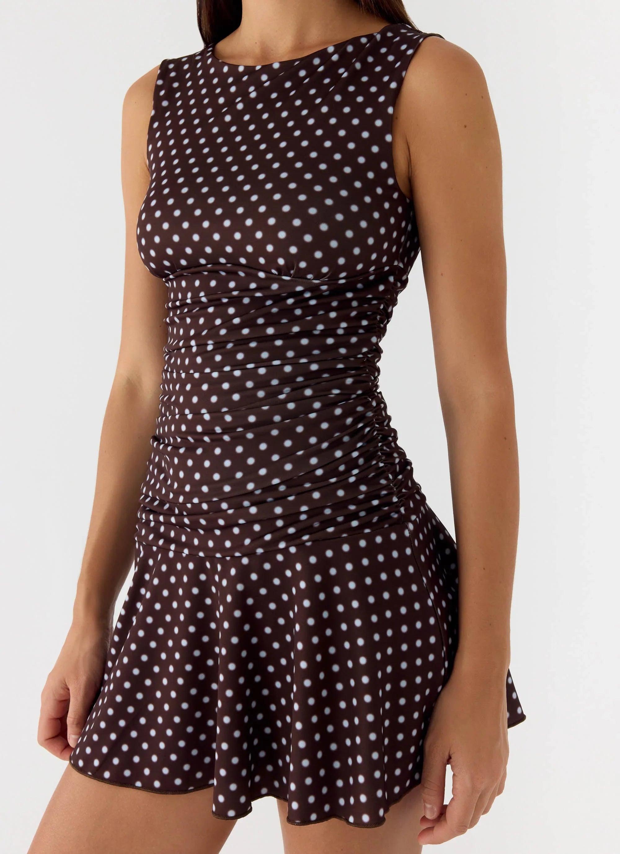 Kelda Mini Dress Chocolate Blue Dot