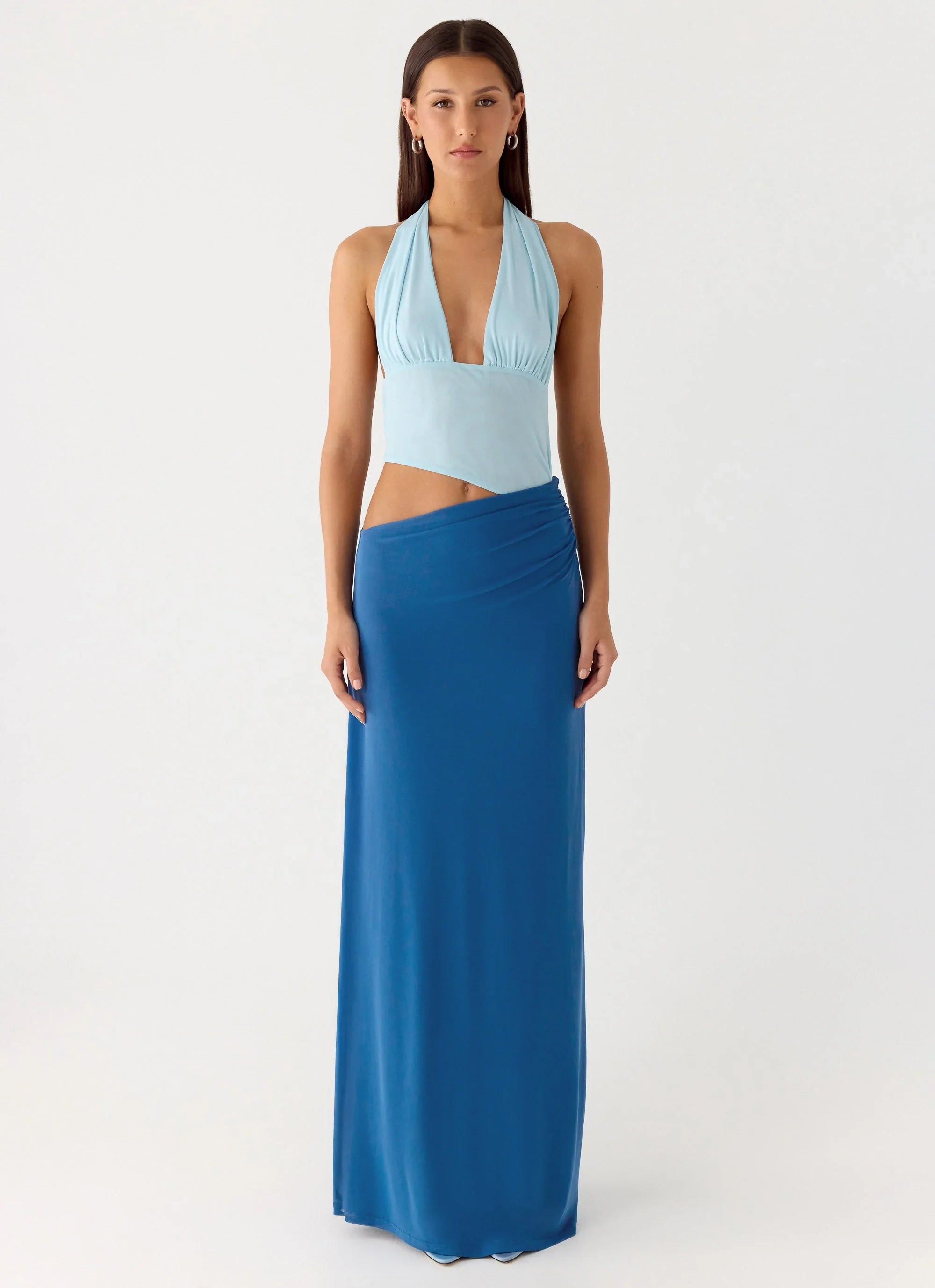 Saresther Halter Neck Maxi Dress Blue