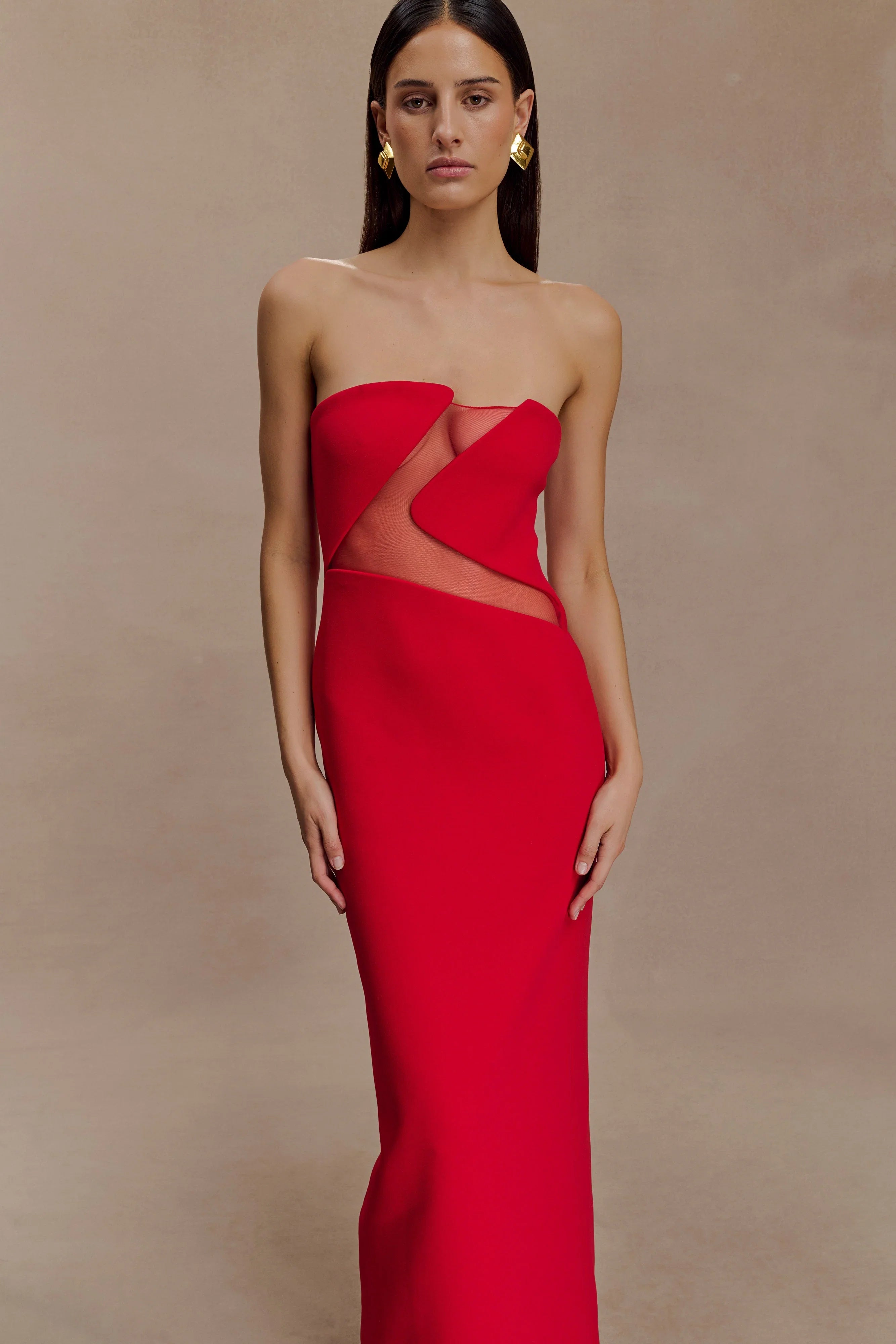 Lianne Strapless Maxi Dress Red