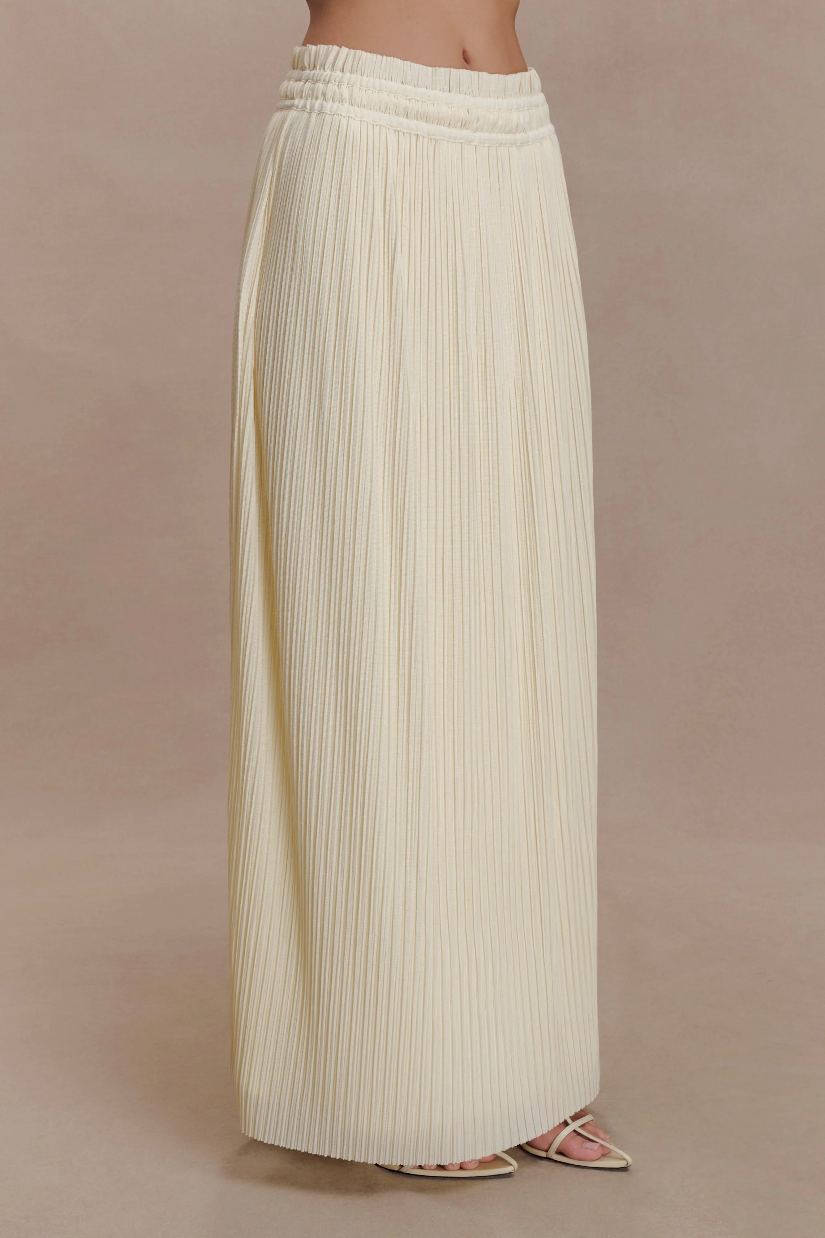 Amaris Gathered Plisse Maxi Skirt Lemon