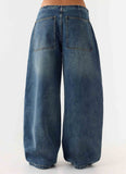 Seethal Low Rise Washed Denim Jeans Mid Wash Blue
