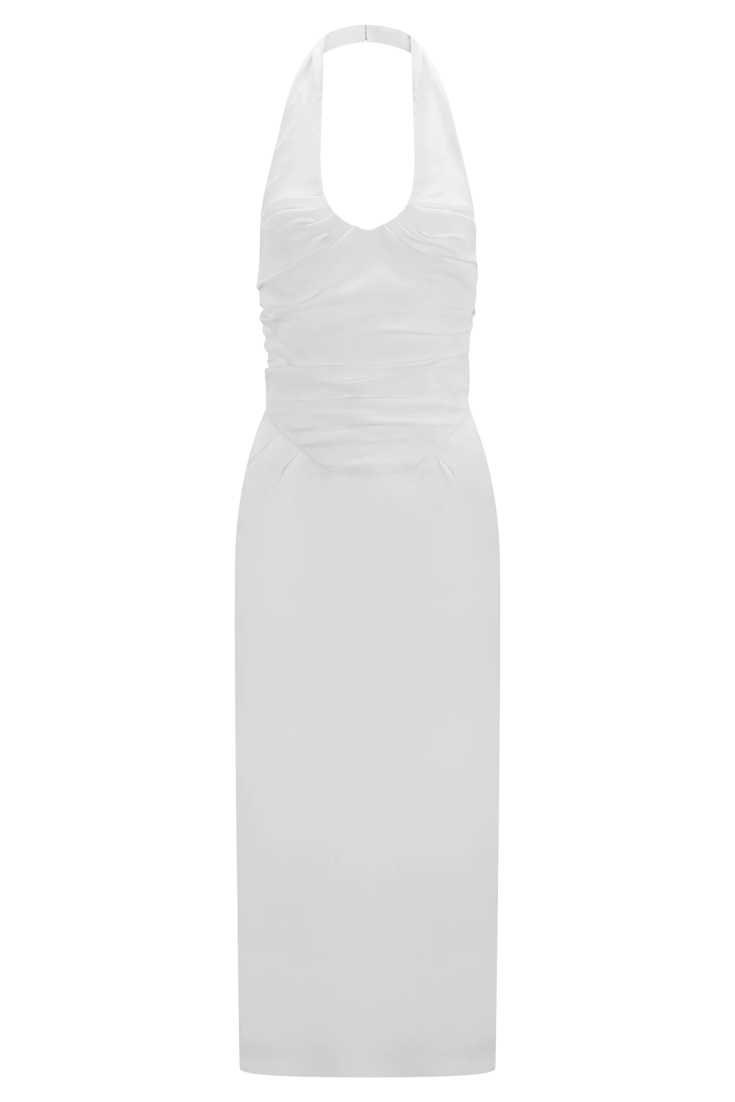 Daniela Ruched Halter Midi Dress White