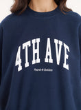 Navy 4th Avenue Slogan Oversized Sweatshirt