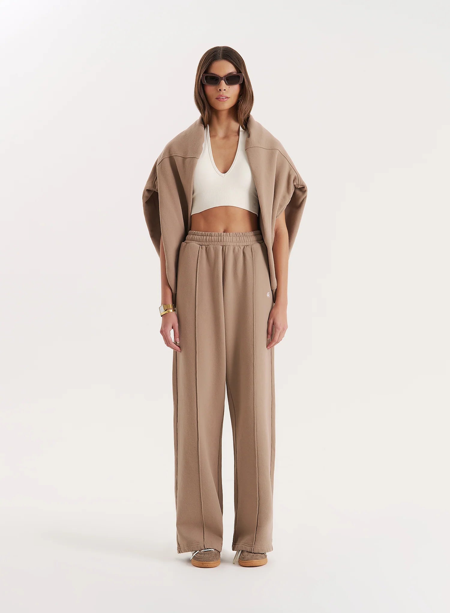 Mocha 4th Wide Leg Branded Joggers