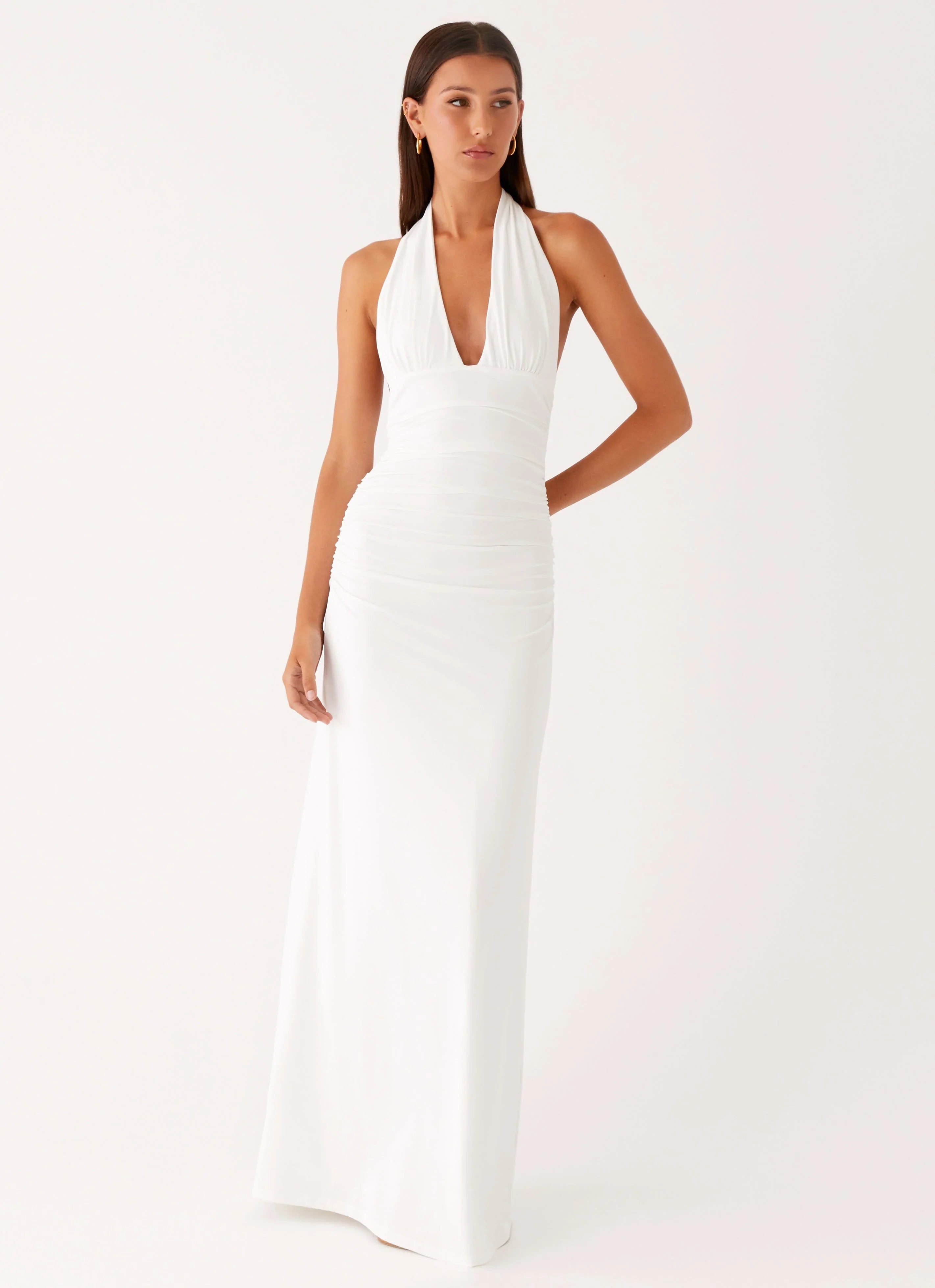 Ilaria Halter Maxi Dress White