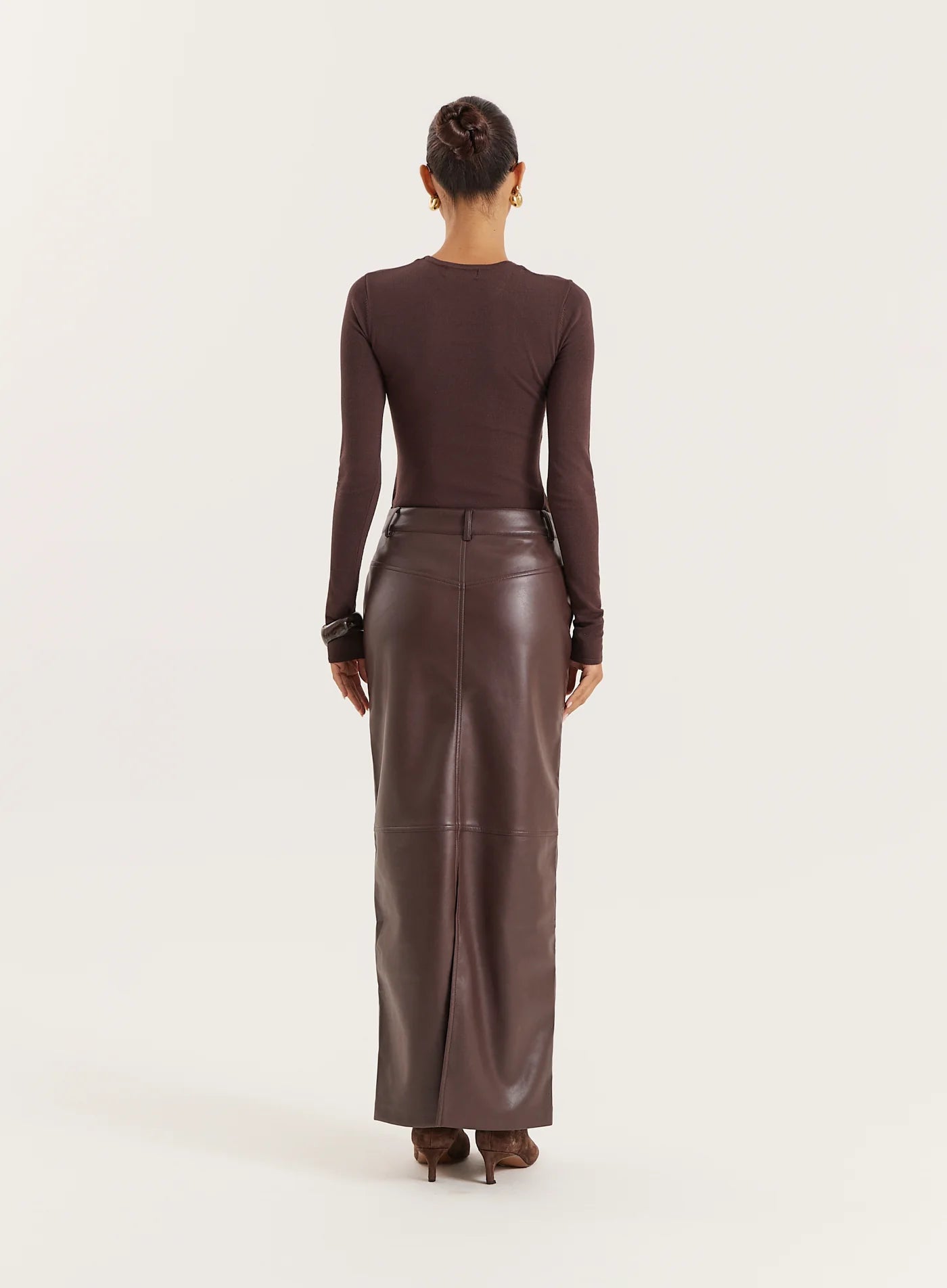 Chocolate Knitted Hardware Bust Detail Top