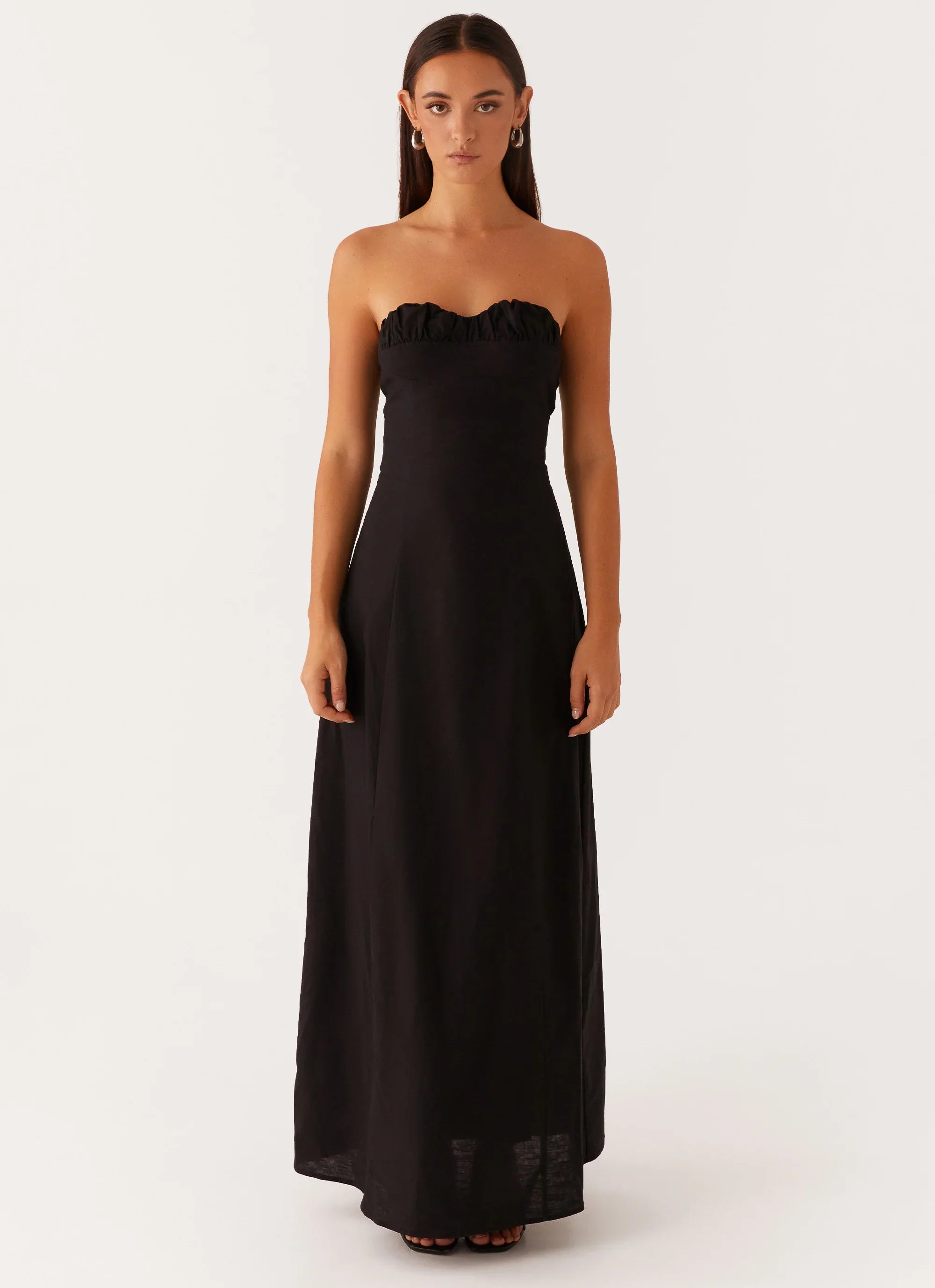 Tayla Linen Maxi Dress Black