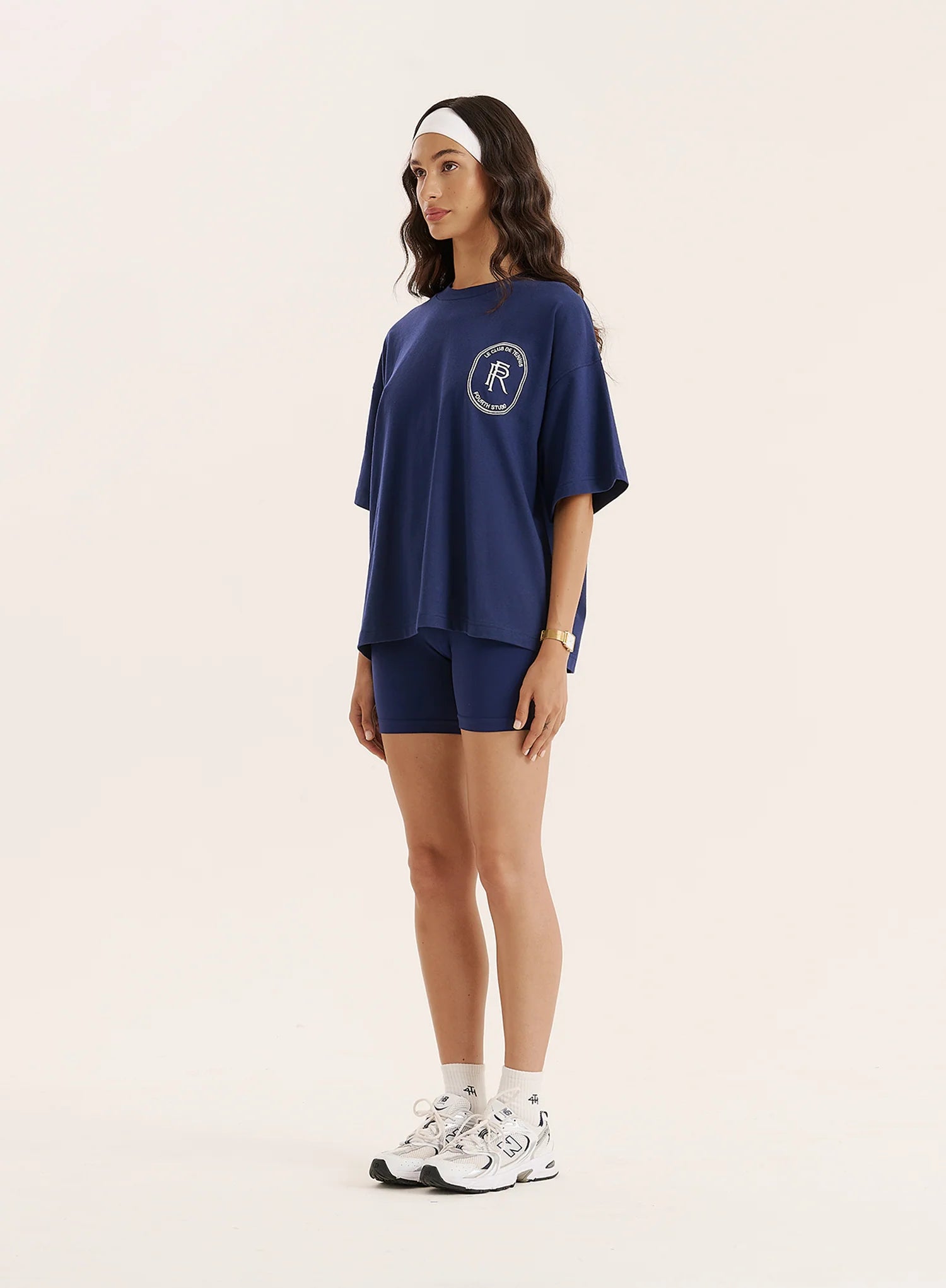 Navy Tennis Club Back Print T Shirt