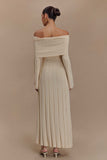 Alonza Long Sleeve Knit Midi Dress Cream