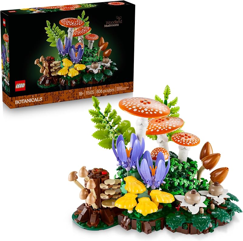 LEGO Botanicals Woodland Mushrooms Building Set for Adults Ages 18 Mushroom Decor for Home Office or Desk Gifts for Women Men Craft Activity 11505