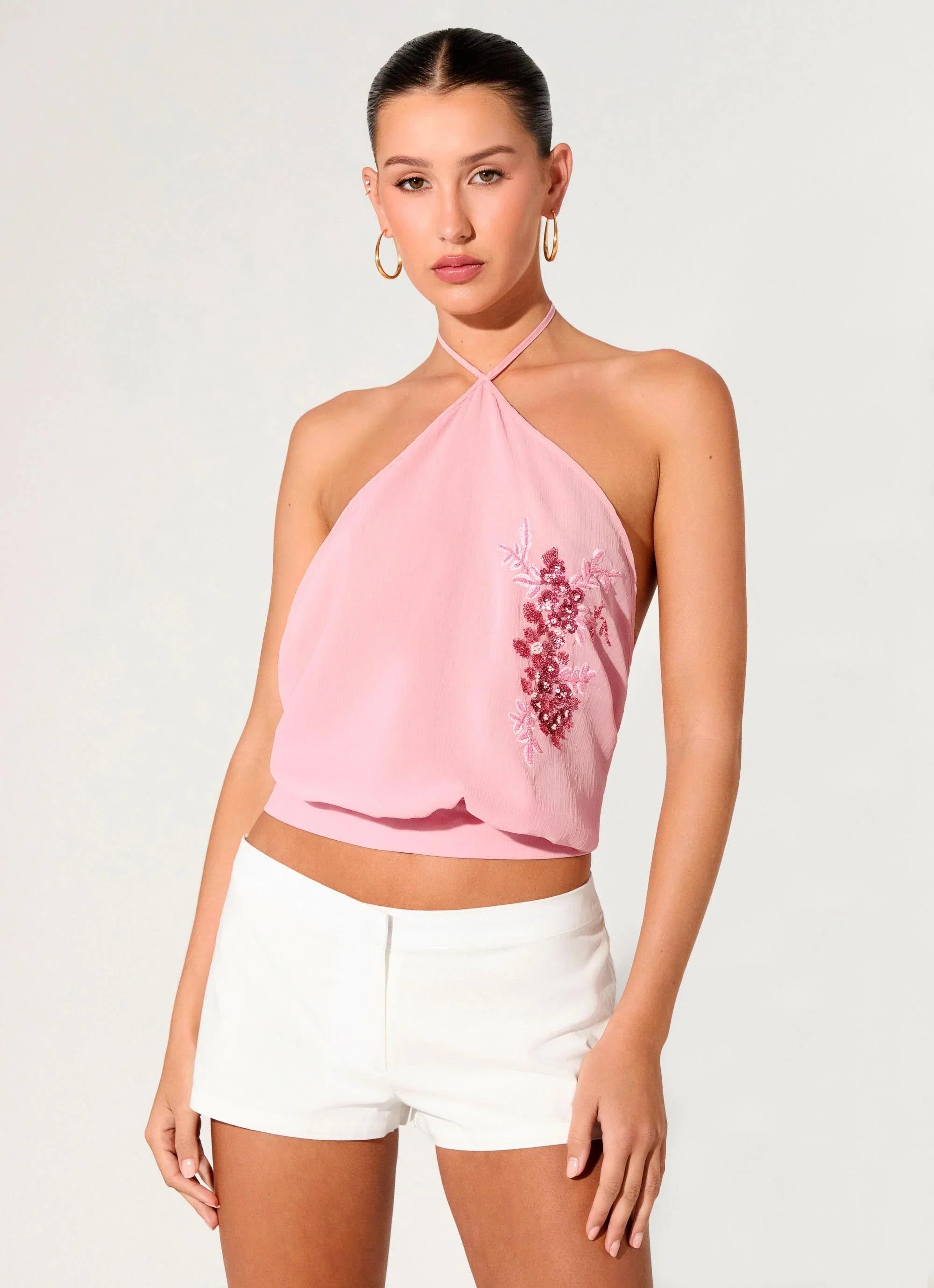 Sweet Skies Halter Top Pink