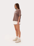 Brown Wellness Slogan Cotton Oversized T Shirt