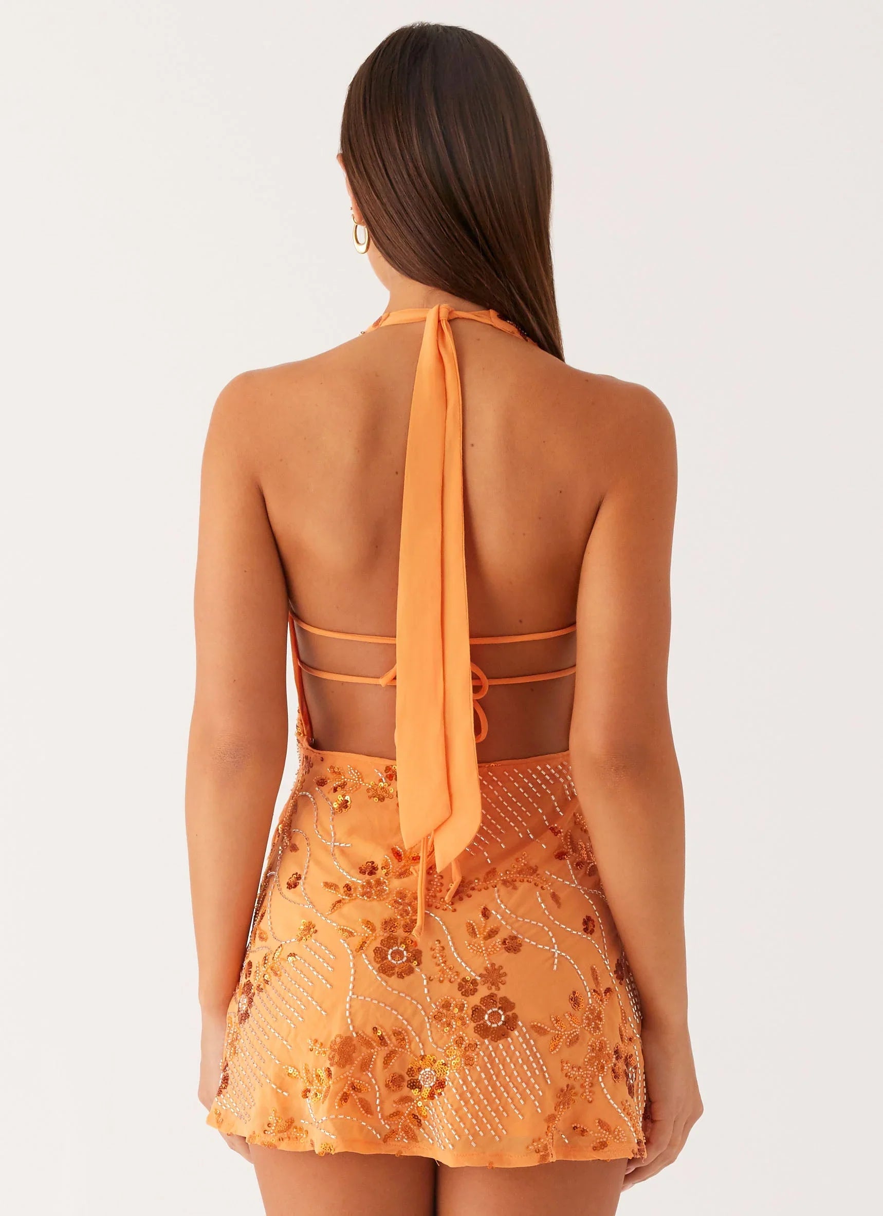 Cinzia Beaded Mini Dress Orange
