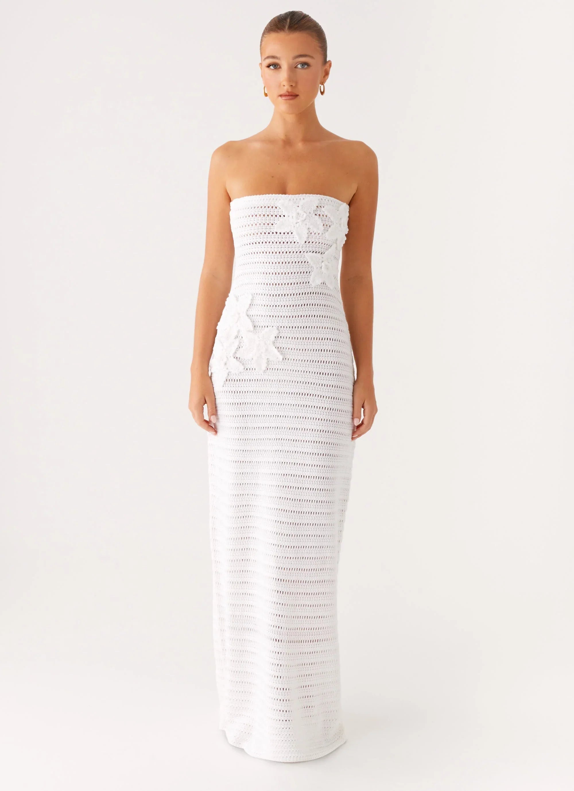 Diaz Crochet Maxi Dress White