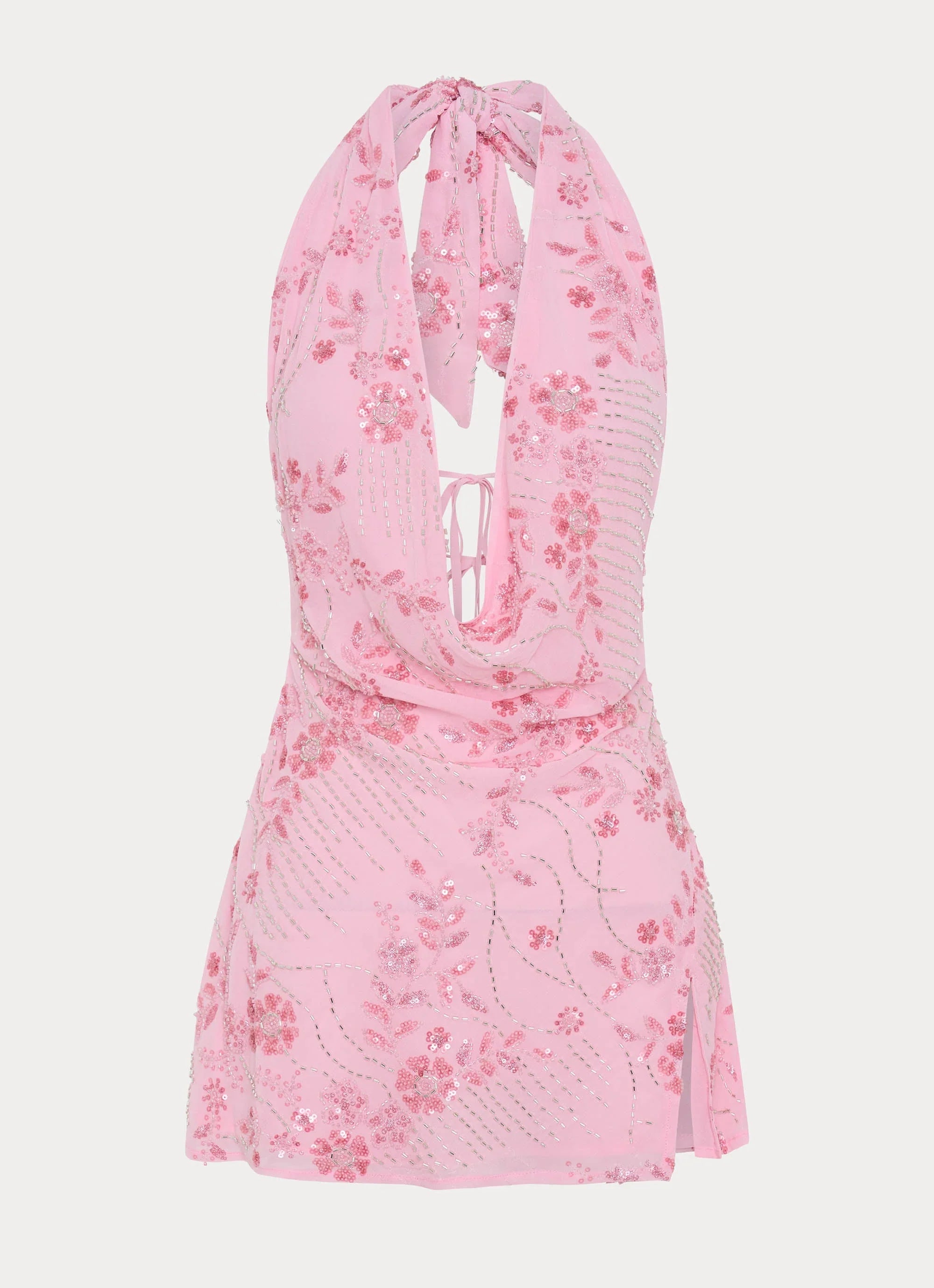 Cinzia Beaded Mini Dress Pink
