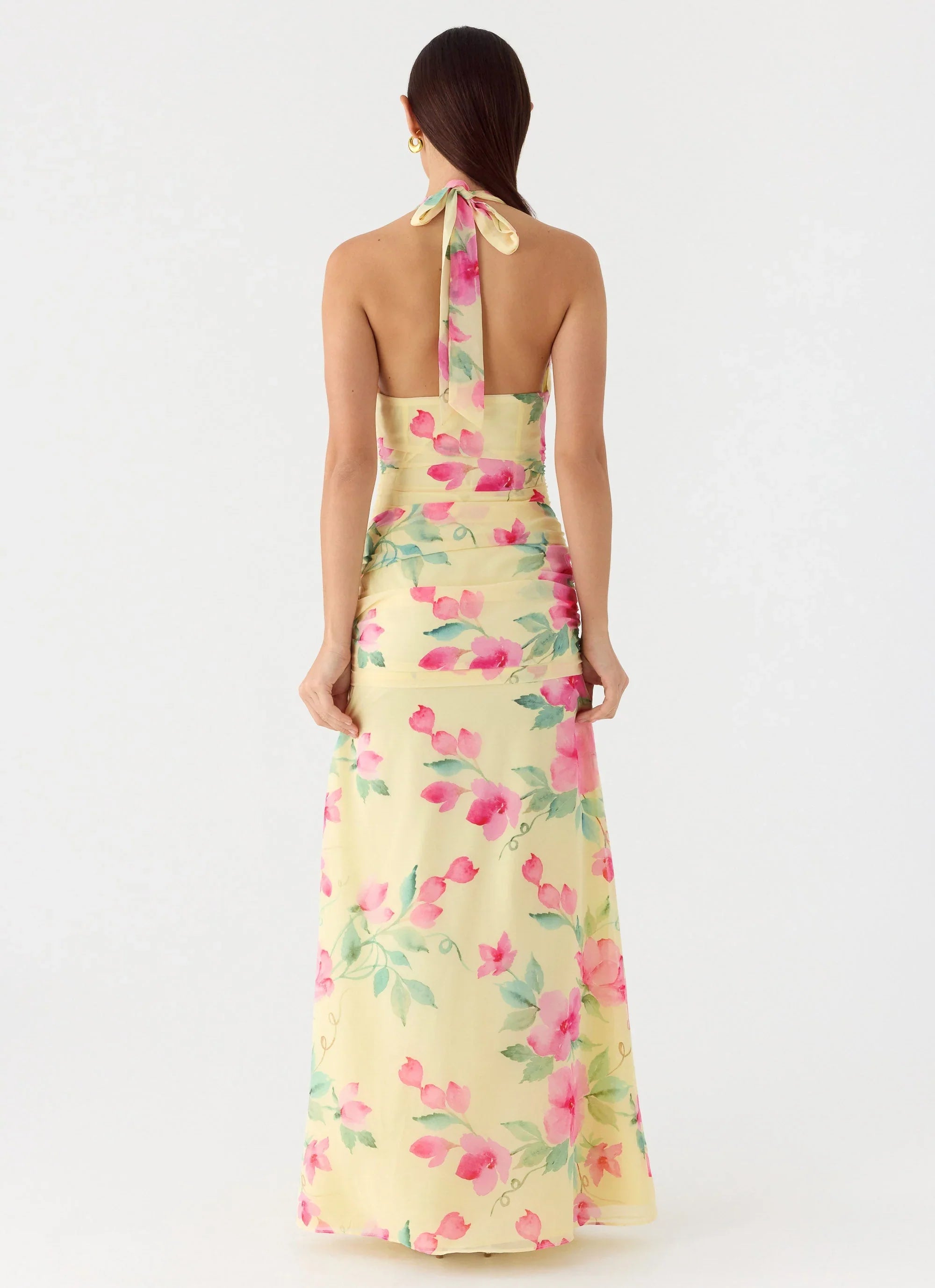 Colada Halter Maxi Dress Lemon Soleil