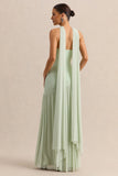 Bambi Mint Bandeau Maxi Dress With Scarf Detail
