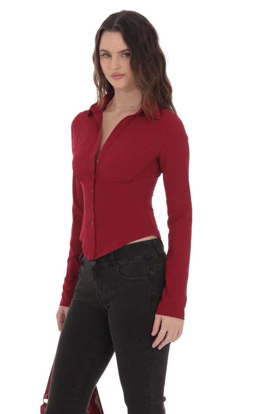 Button Up Shirt in Red