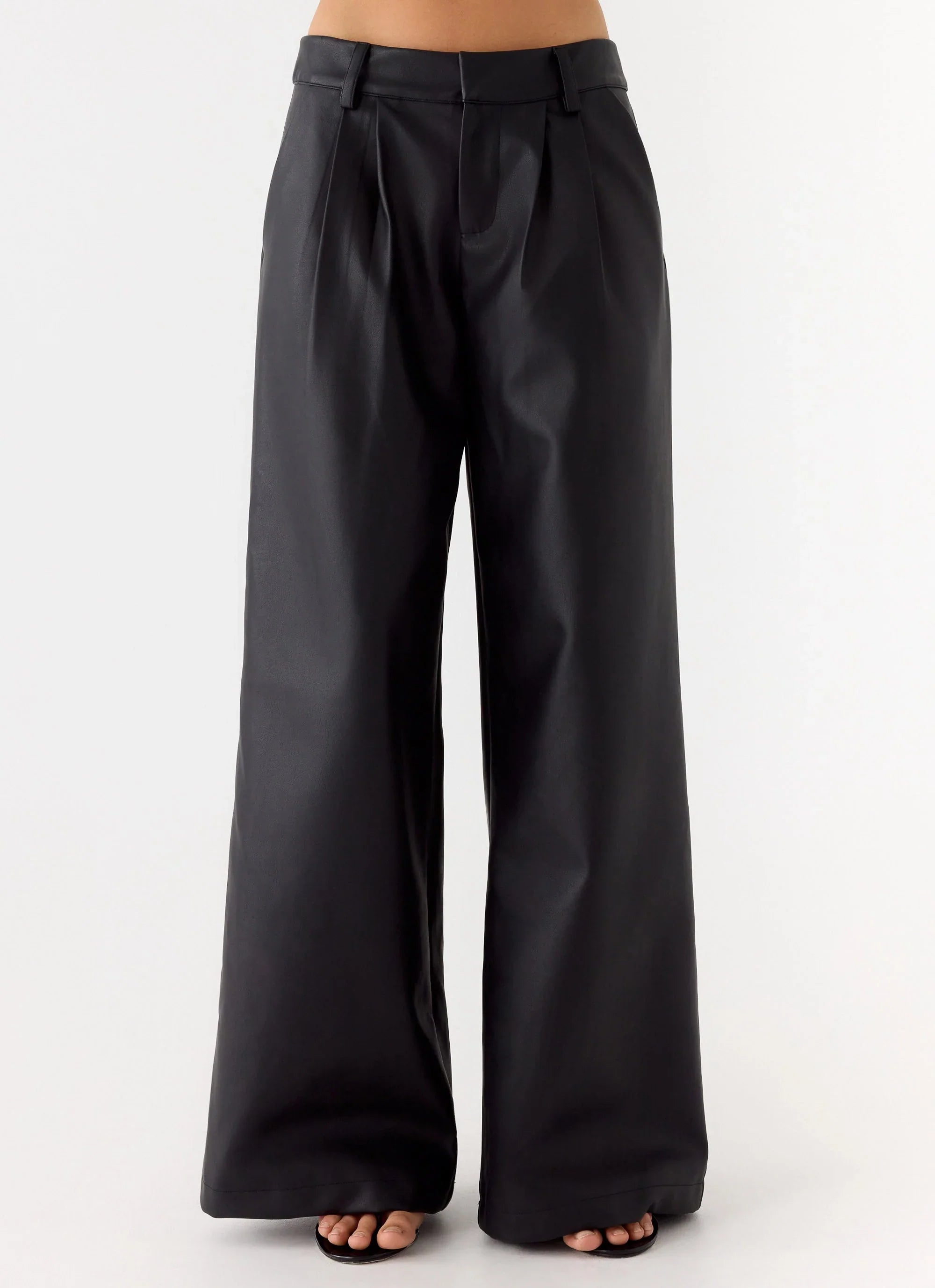 Samuel Low Rise Faux Leather Pants Black